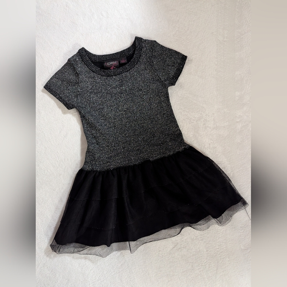 Cute Black Dress, Girls Size 5, Sparkly Top & Tutu Bottom
